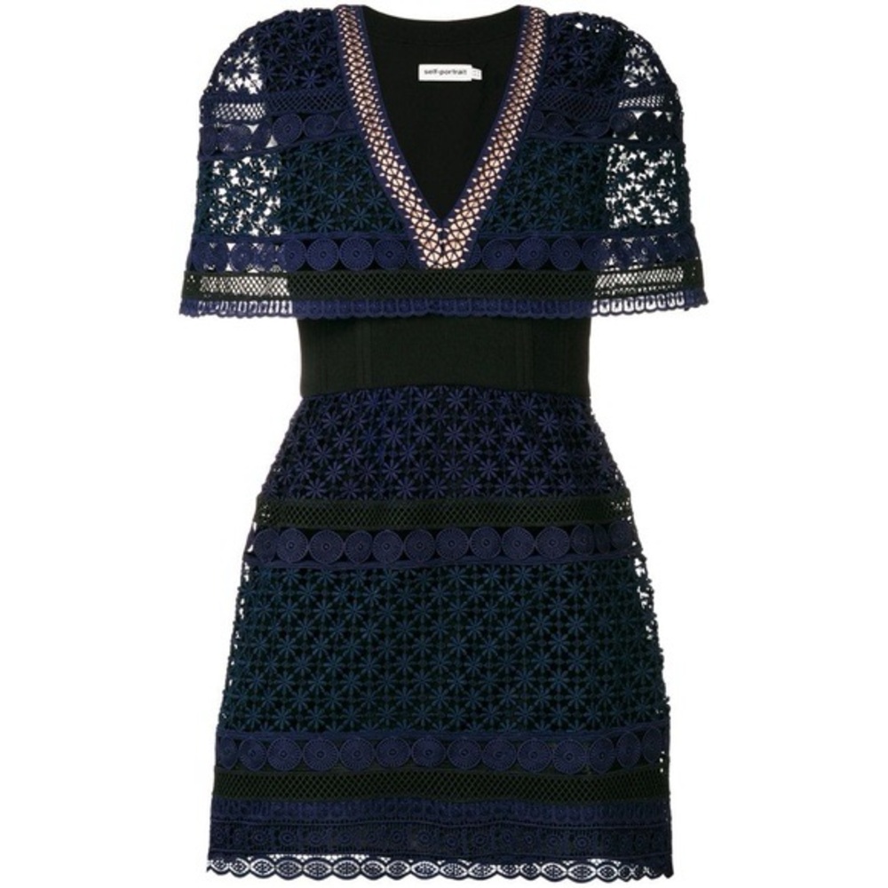Self-Portrait guipure cape dress